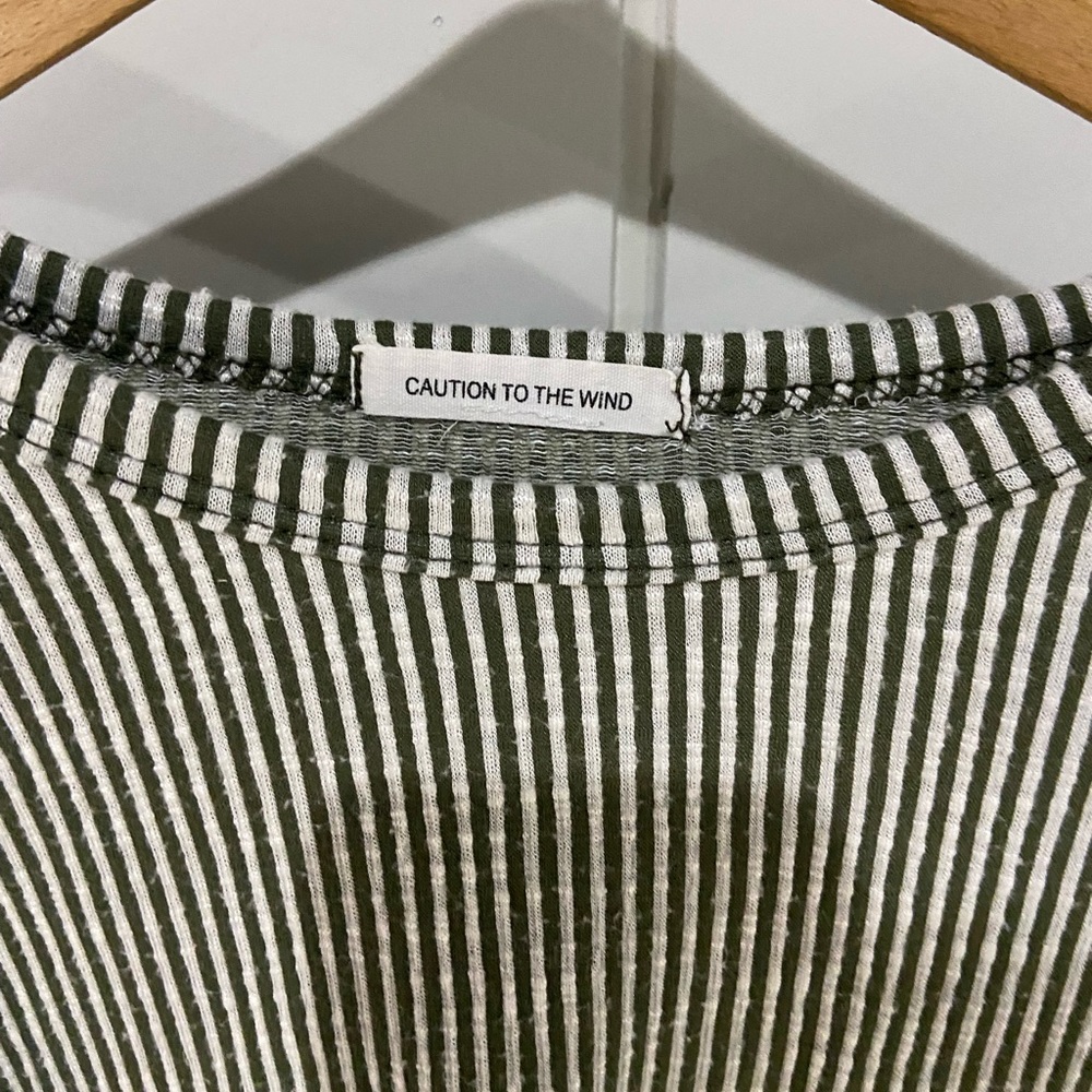 Green and White stripped “caution to the wind” cropped sweater!